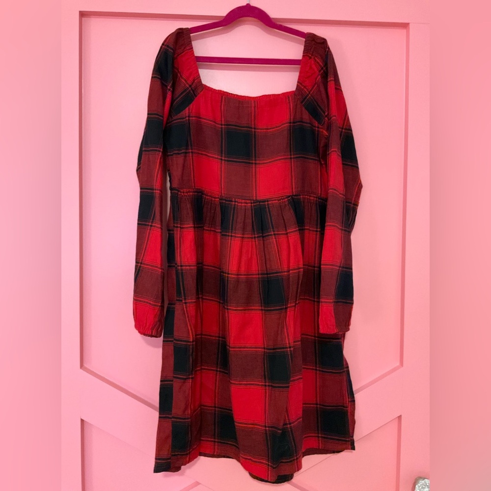 GAP Kids LS Red and Black Dress Size XXL Like New